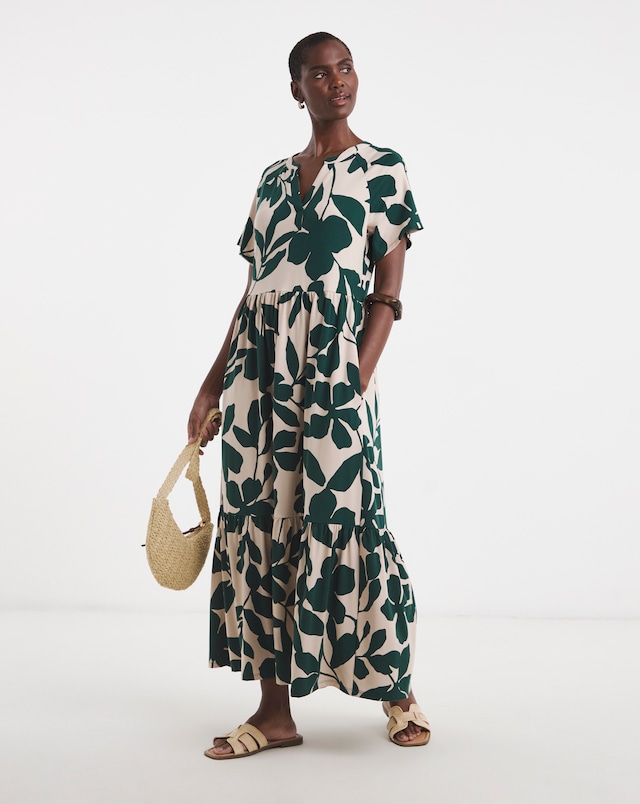 Jersey Notch Neck Maxi Dress