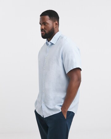 Jack & Jones Breeze Short Sleeve Linen Shirt - Blue