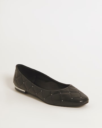 Chantal Quilted Ballerina Shoes - Wide Fit (E)