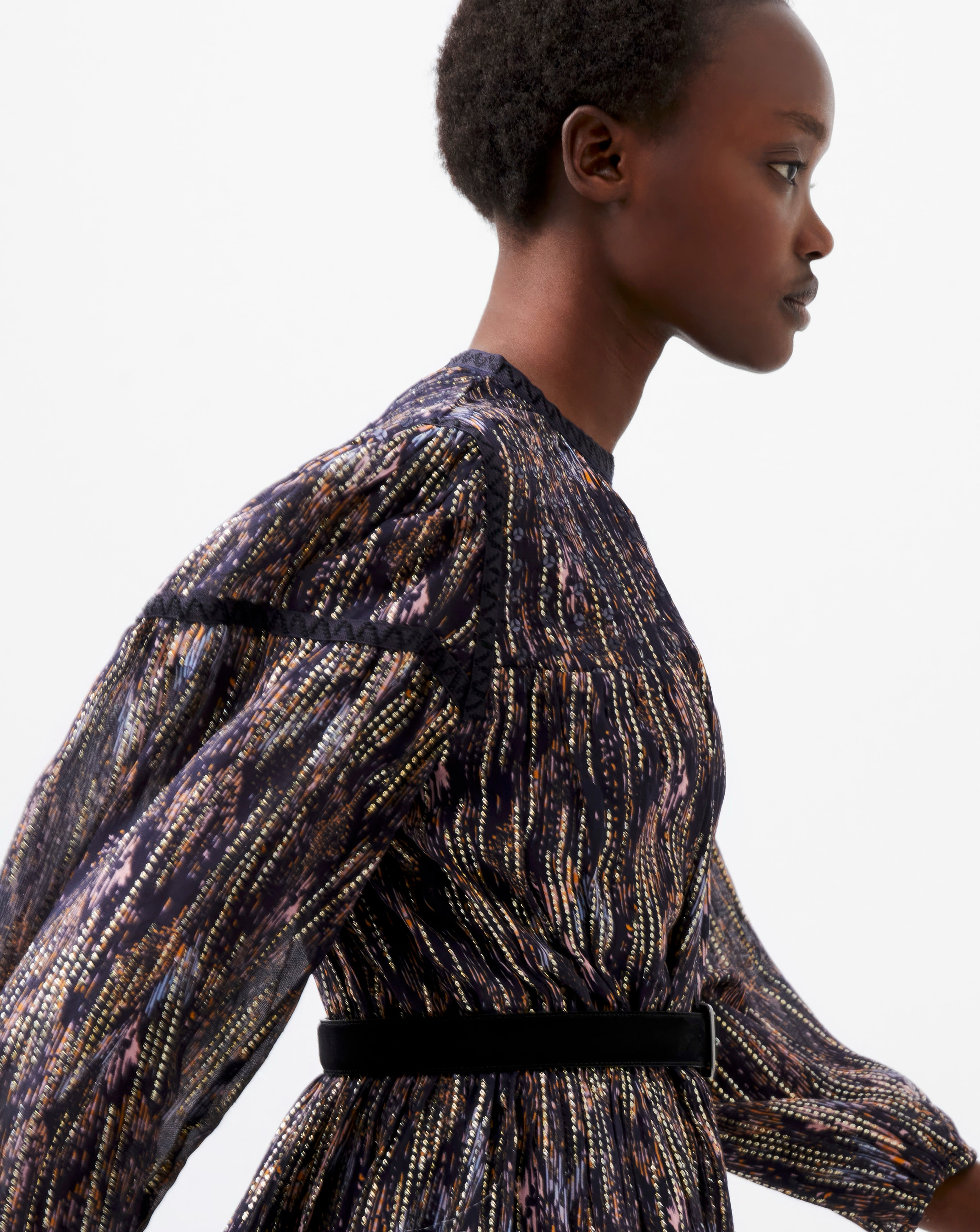 French Connection Carissa Metallic Jacquard Mix Dress | JD Williams