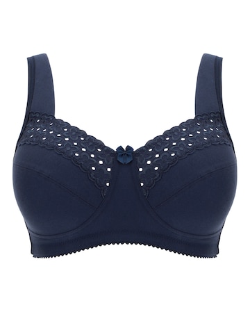 Miss Mary of Sweden Broderie Anglaise Cotton Non Wired Bra Dark Blue