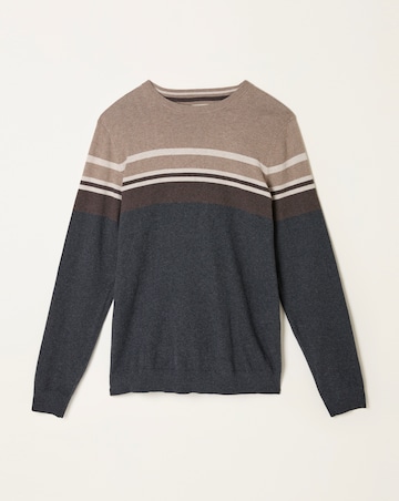 FatFace Rye Stripe Jumper (Regular & Tall) - Grey