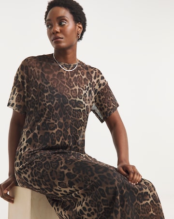 Printed Mesh T-Shirt Dress