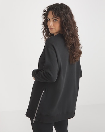 Black Side Zip Longline Sweatshirt