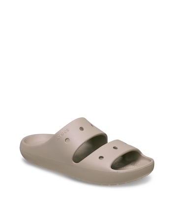 Crocs Taupe Classic Two Strap Slider Sandals- Standard Fit (D)
