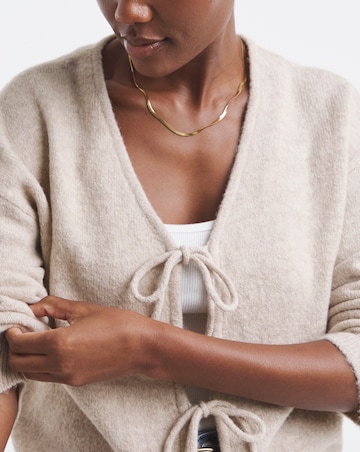 Oatmeal Tie Front Cardigan