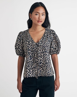 Nobody's Child Leopard Bernadetaa Blouse