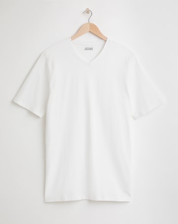 Pure Cotton V Neck T-Shirt Extra Long- White