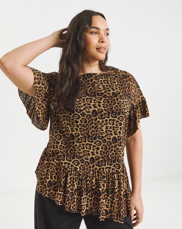 Simply Be Leopard Print Asymetric Top