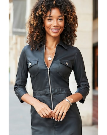 Sosandar Coated Zip Through Utility Midi Dress