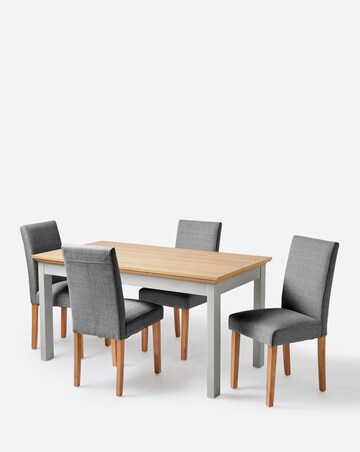 Julipa Ashford Dining Table with 4 Ava Fabric Chairs
