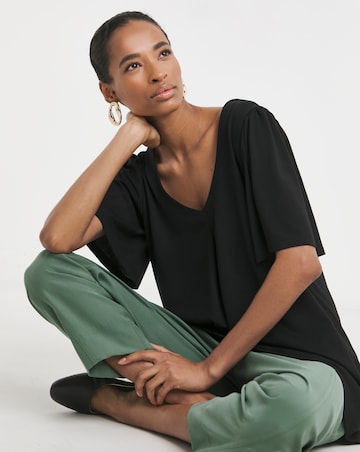 Pure Cotton V neck Angel Sleeve Longline Top