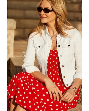 Sosandar Denim Jacket with Silver Button Detail