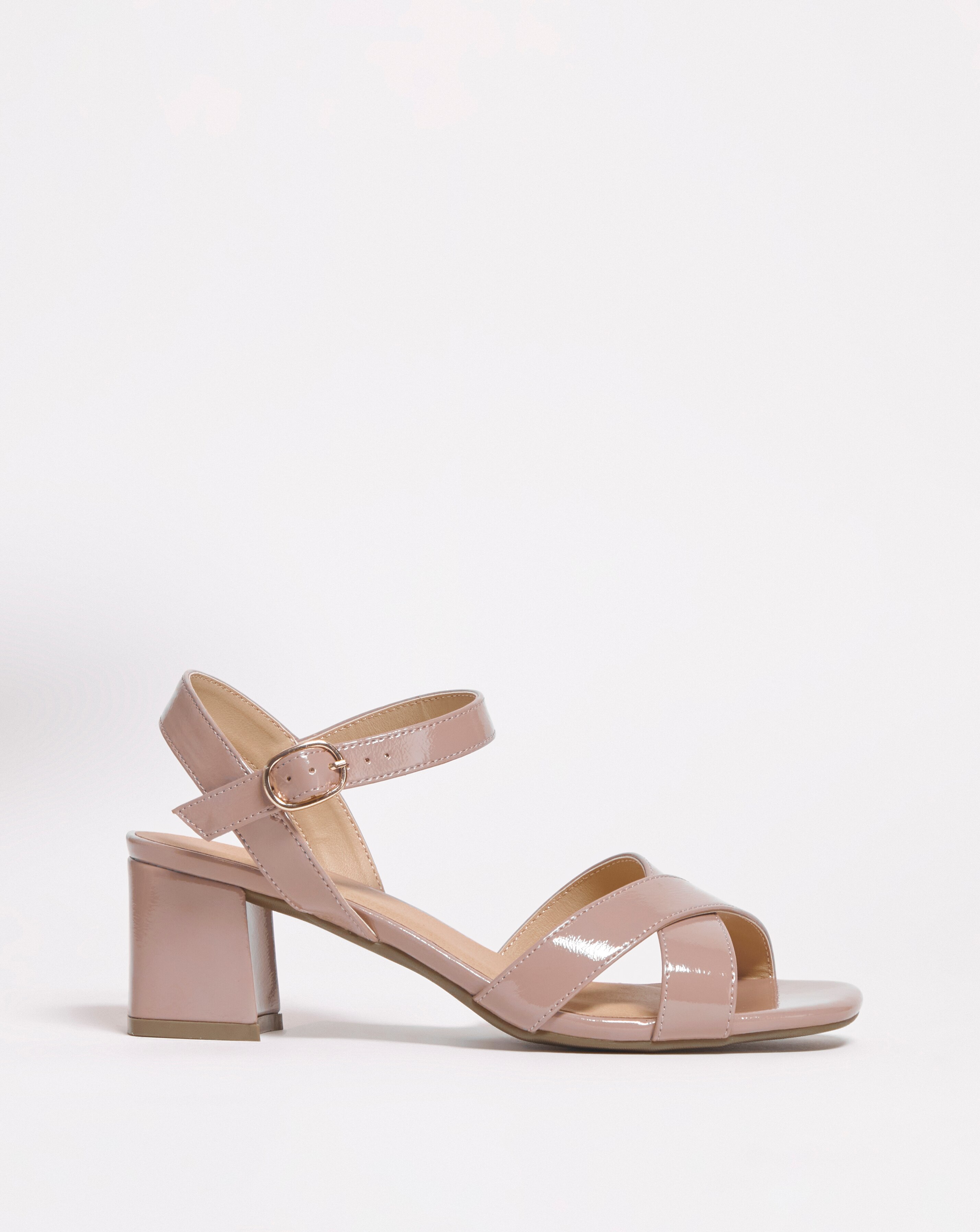 Block Heel Crossover Vamp Sandal - Extra Wide Fit (EEE)