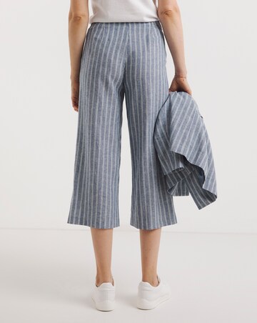 Blue Stripe Linen Straight Leg Culotte