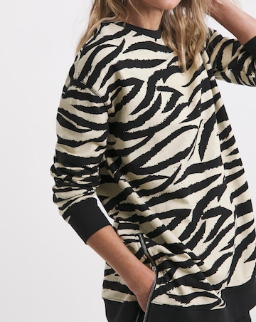 Zebra Print Side Zip Longline Sweat