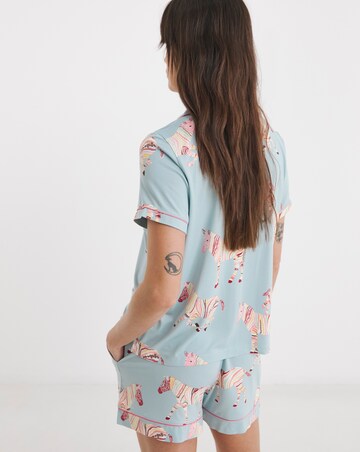 Chelsea Peers Jersey Patterned Stripe Zebra Short Pyjama Set