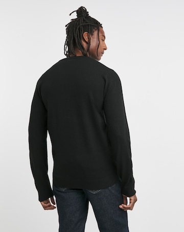 V Neck Black Acrylic Knitted Jumper