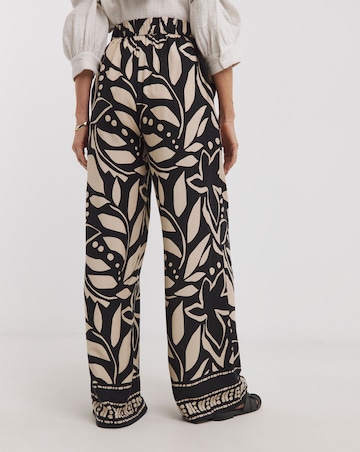 Mono Print Wide Leg Trousers