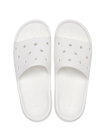 Crocs White Classic Slider Sandals -Standard Fit (D)
