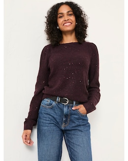 FatFace Jasmine Sparkle Slash Neck Jumper