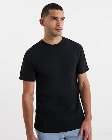 Heavyweight Crew Neck T-Shirt Long Length- Black