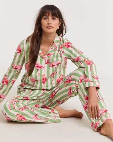 Chelsea Peers Cotton Jersey Flamingo Stripe Pyjama Set