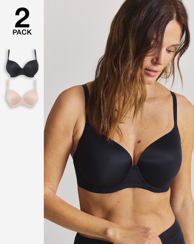 Pretty Secrets (2 Pack) Smoothing Microfibre T-Shirt Bras (B-F)