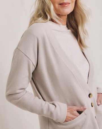 Julipa Brushed Pure Cotton Jersey Rib Cardigan