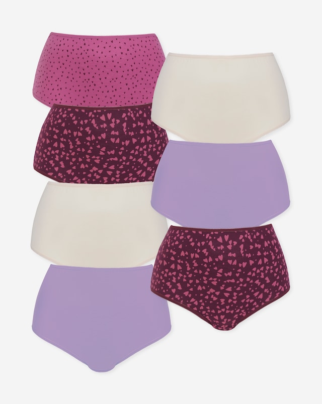Pretty Secrets (7 Pack) Cotton Full Fit Knickers Heart Print