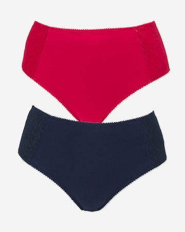 Pretty Secrets (2 Pack) New Sarah Cotton Full Fit Brief Knickers Navy/Red