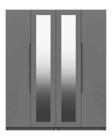Sorrento High Gloss 4 Door Wardrobe with Mirror