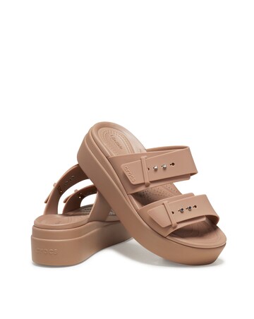 Crocs Latte Brooklyn Low Wedge Slider Sandals