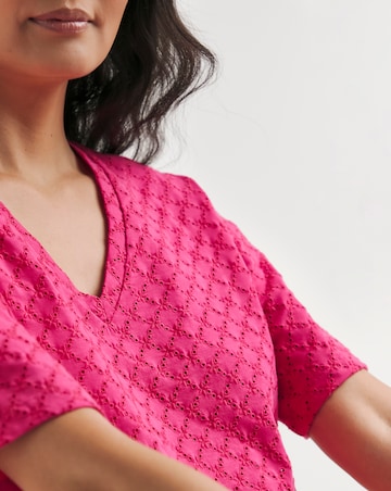 Julipa Pure Cotton Broderie V-Neck T-Shirt