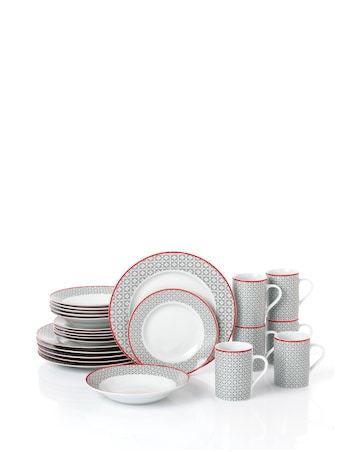 Waterside 24 Piece Grey Dinner Set