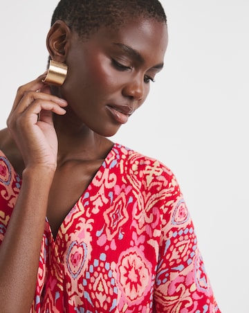 Printed Textured Crinkle Tunic Top