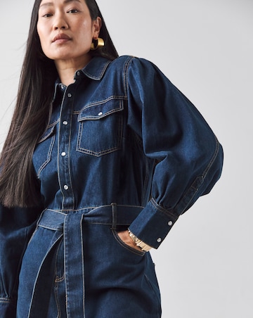Indigo Denim Maxi Shirt Dress