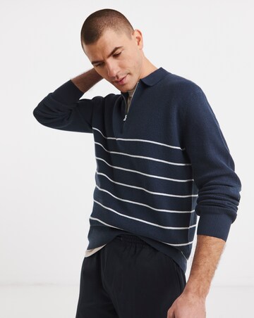 Stripe Slouch Knitted Polo