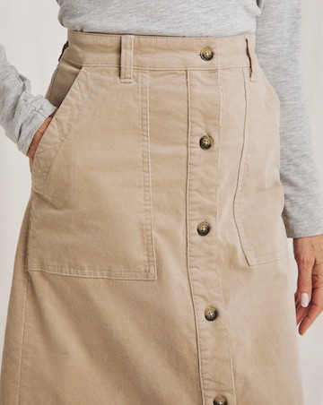 Julipa Pure Cotton Button Down Stretch Cord Skirt