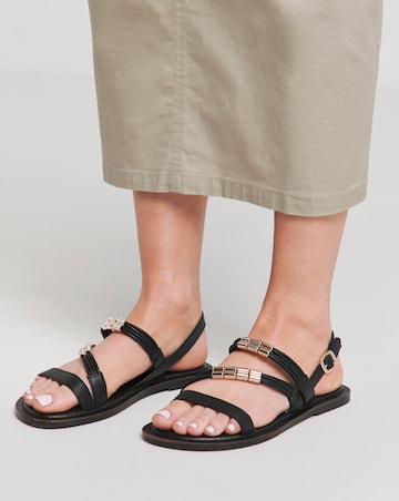 Mona Leather Hardware Gladiator Sandal - Wide Fit (E)