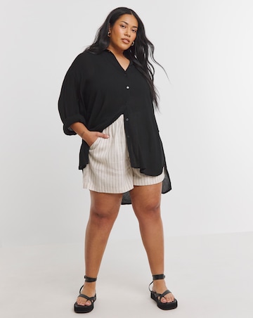 Simply Be Black Crinkle Shirt