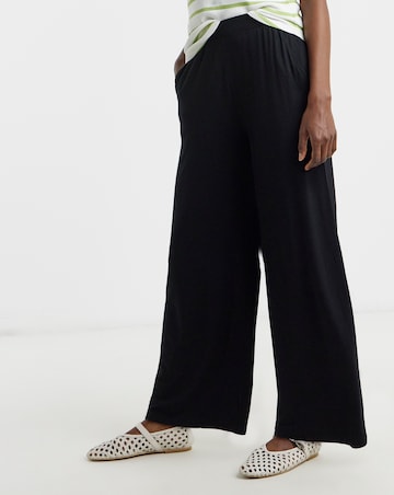 2 Pack Black Jersey Wide Leg Trousers