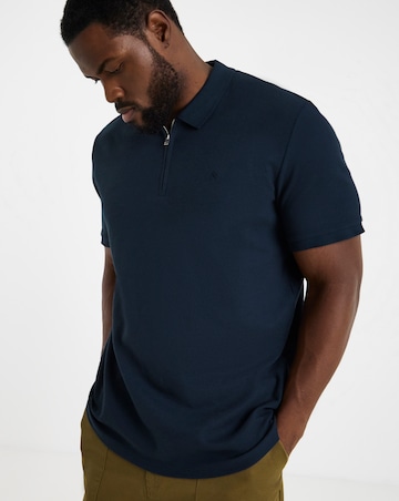 Jack & Jones Austin 1/4 Zip Waffle Polo - Navy