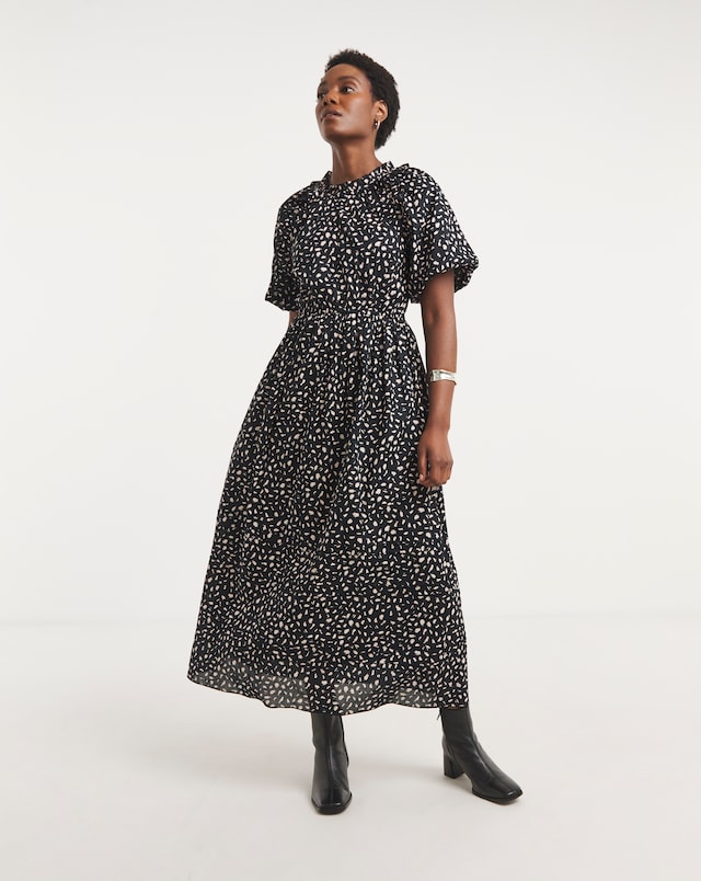 Pure Cotton Puff Sleeve Maxi Dress