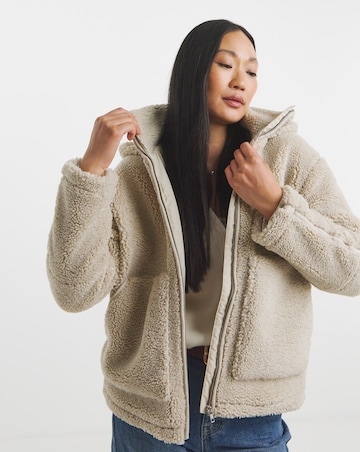 Cream Short Lined Borg Jacket