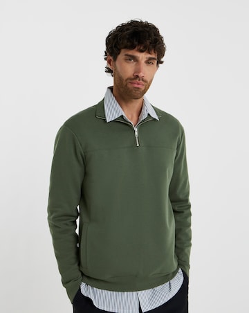 Folio Interlock 1/4 Zip Sweatshirt-Khaki