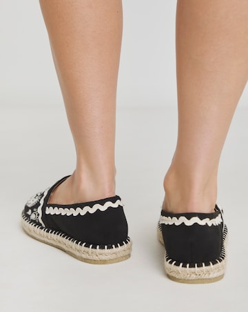 Simply Be Jenner Embroidered Espadrille Shoes - Extra Wide Fit (EEE)