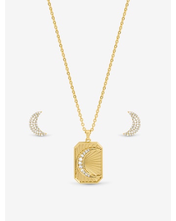 Inicio Gold Plated and Pave Moon Set - Gift Box