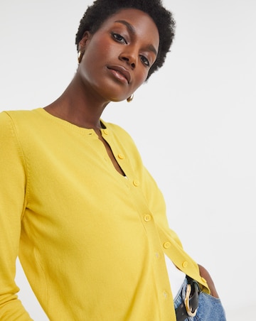 Yellow Crew Neck Cardigan