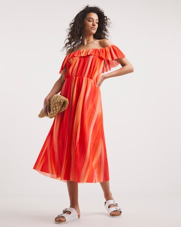 Summer Plisse Bardot Sun Dress